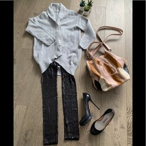 Filippa K waffle knit shawl collar sweater